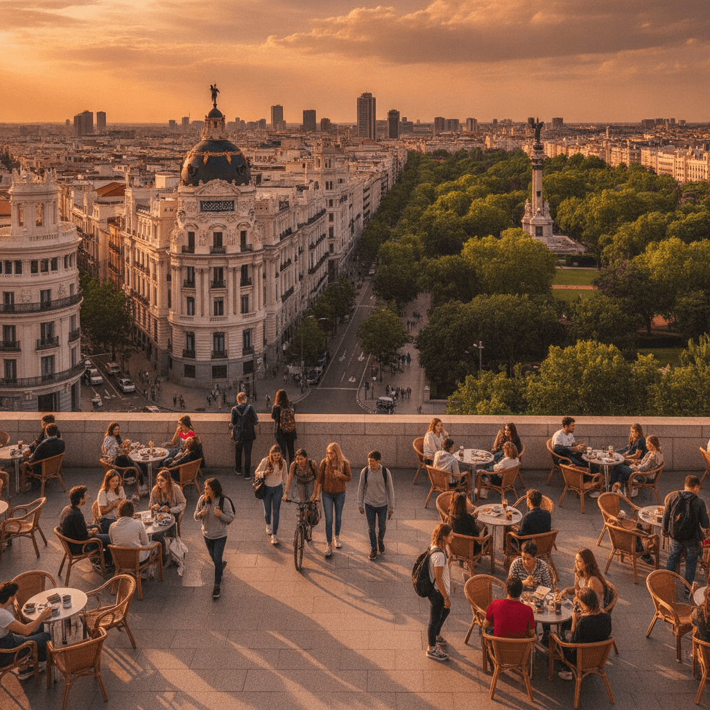 Studenti Erasmus cercano alloggio a Madrid con vista sulla Gran Vía e i quartieri universitari